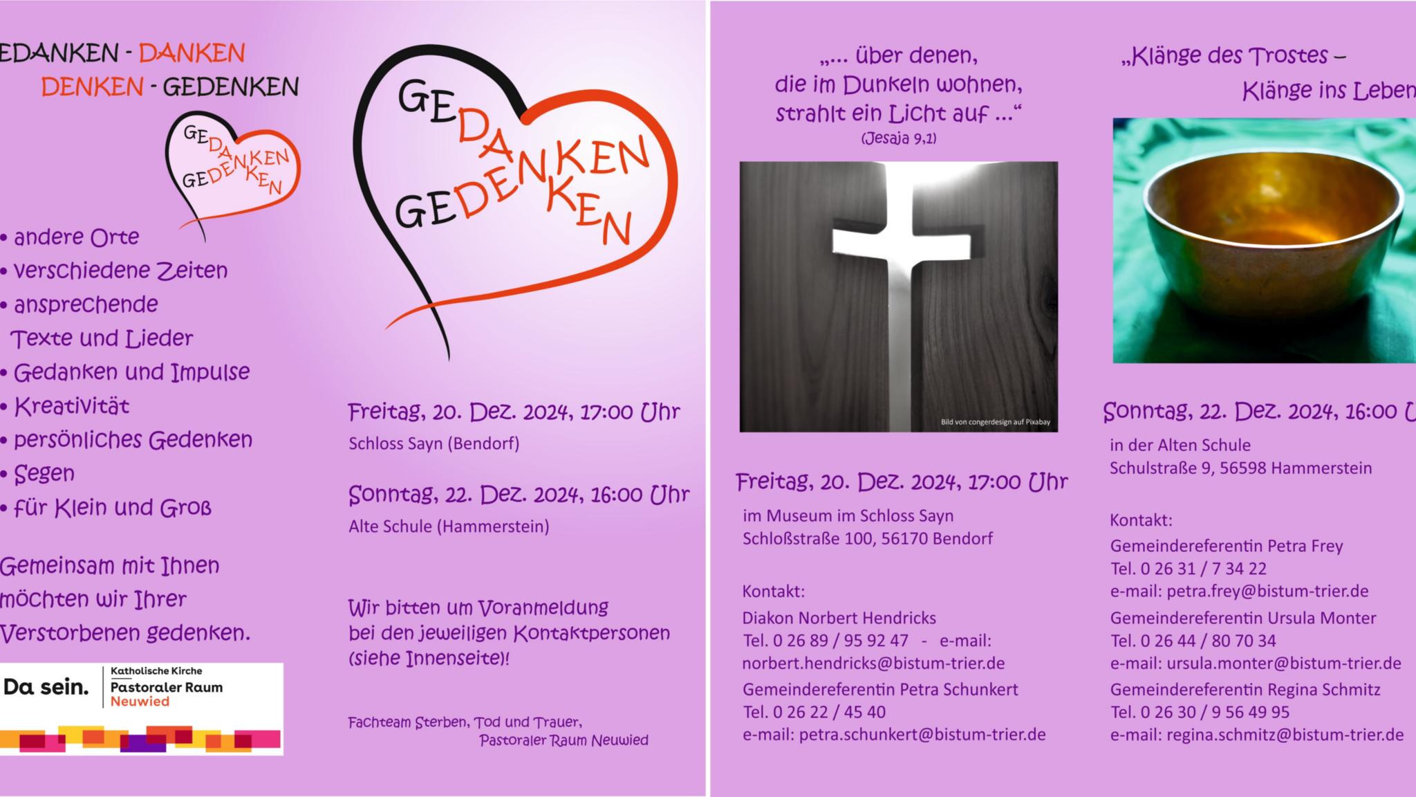 'Gedanken - Gedenken' Flyer - Gesamtansicht