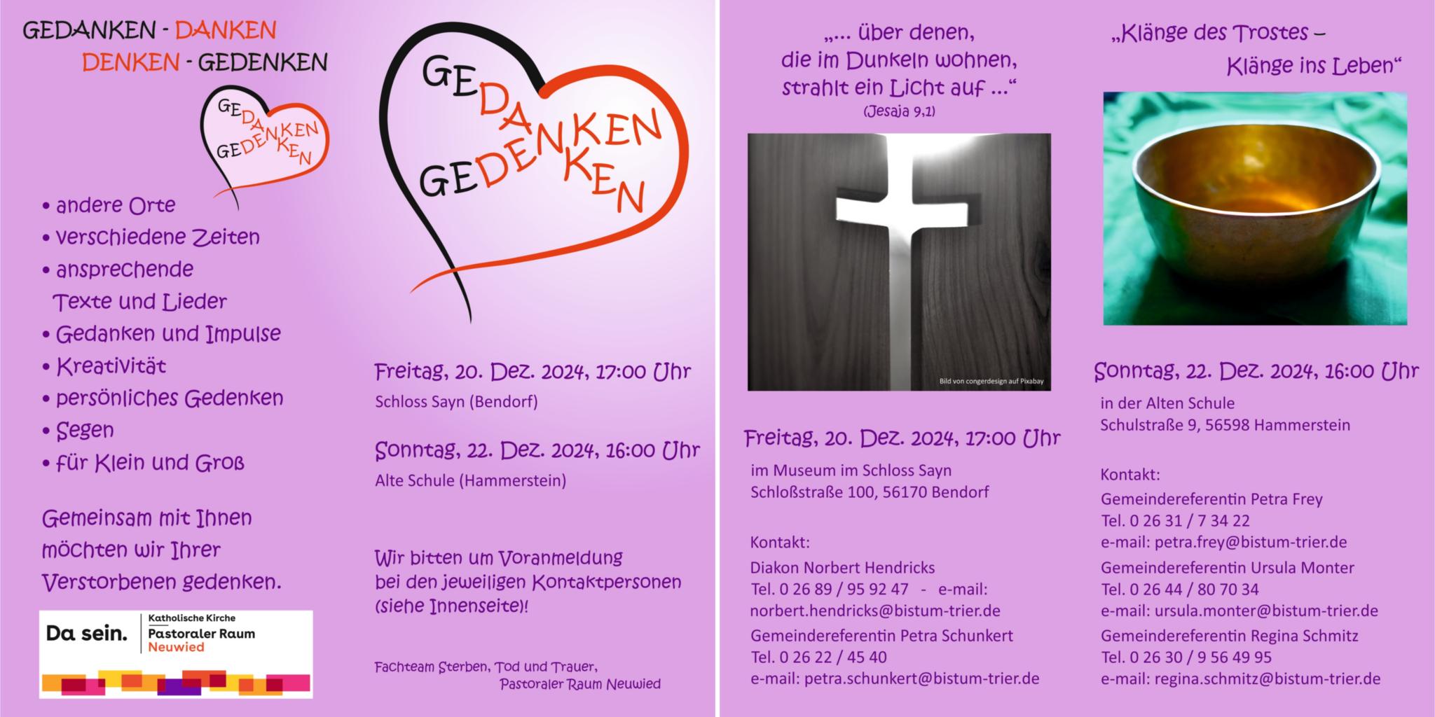 'Gedanken - Gedenken' Flyer - Gesamtansicht