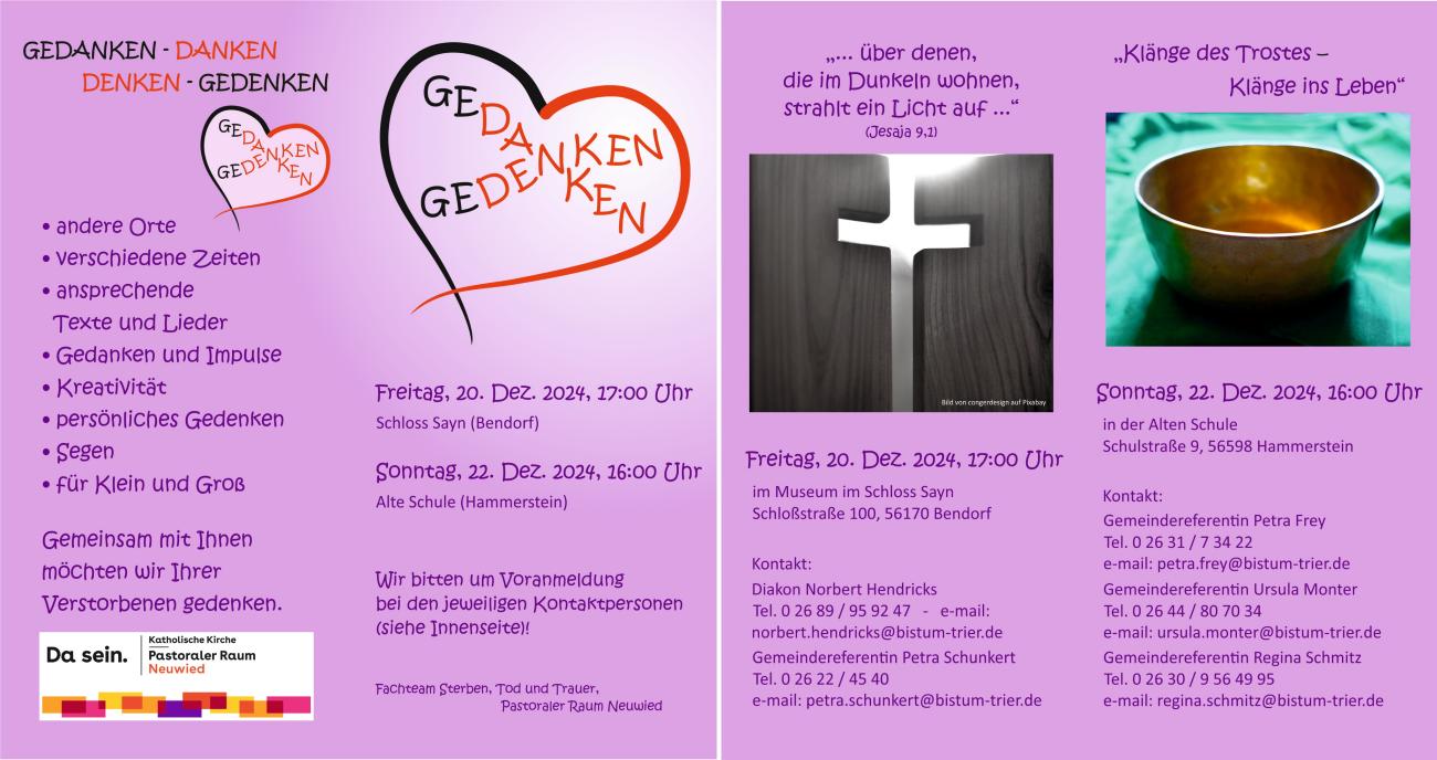 'Gedanken - Gedenken' Flyer - Gesamtansicht