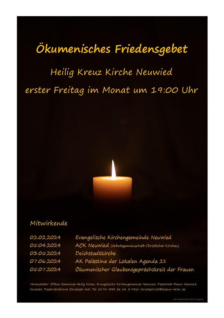 Plakat zum ökumenischen Friedensgebet in Heilig-Kreuz Neuwied