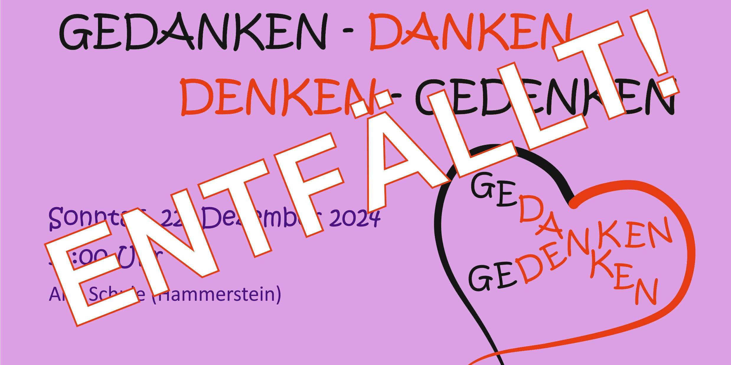 ENTFÄLLT: Gedanken - Gedenken: 22.12.2024