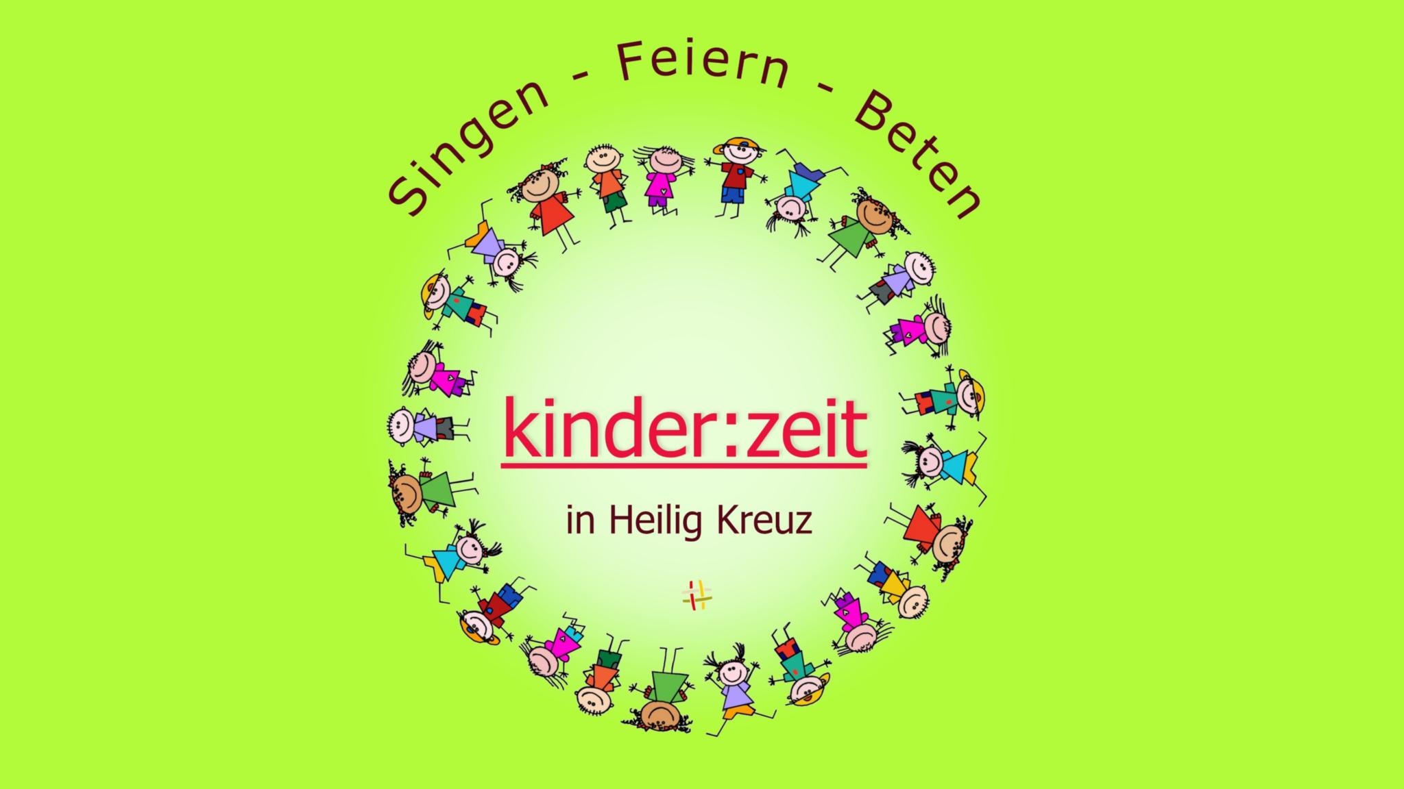Logo der kinder:zeit: gezeichnete Kinder stehen im Kreis um das Wort kinder:zeit.