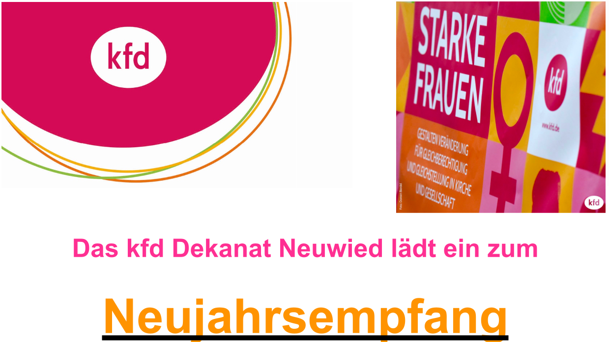 Das Plakat zeigt neben den Informationen das kfd-Logo, eine stilisierte Rose, sowie einen Fotoausschnitt: 'Starke Frauen'.