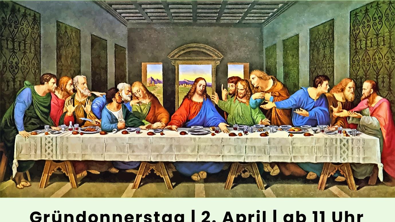Das Bild zeigt das Abendmahl von Leonardo da Vinci.