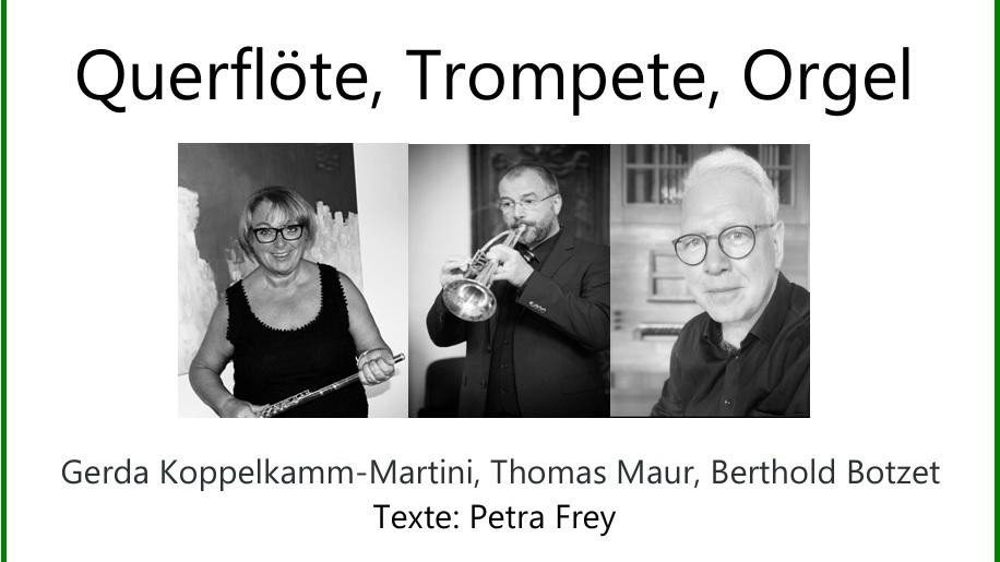 Auf dem Plakat sind neben den Informationen Portraitbilder der drei Musiker*innen zu sehen.