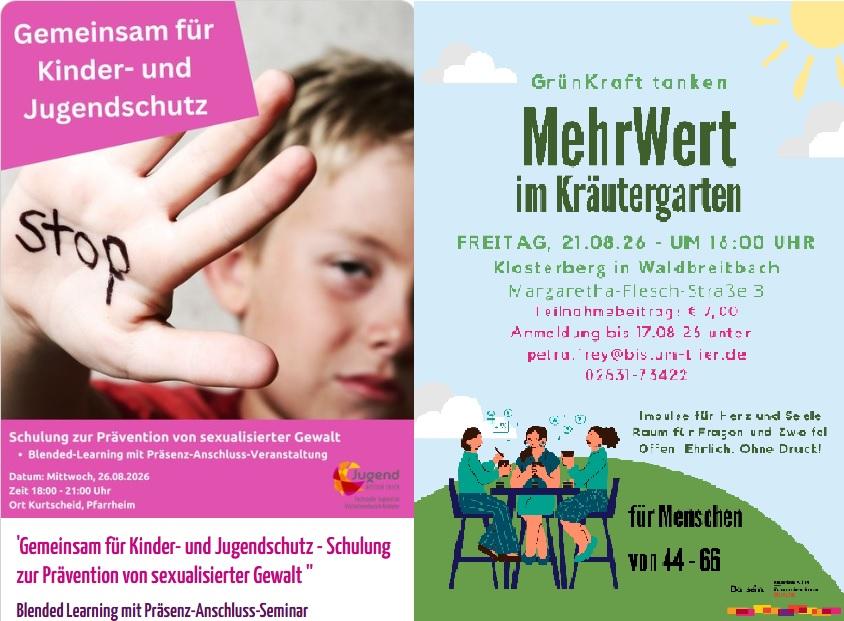 Veranstaltungen im Pastoralen Raum Neuwied - Anmeldeschluss: 17.08.2026